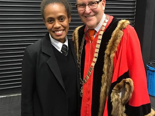 Melody Lango and mayor welcome international students