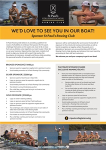 Sponsor the St Paul's Rowing Club
