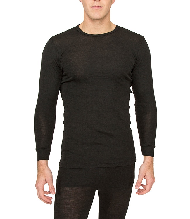 Black merino wool long sleeve crew neck top | St Paul’s School Shop