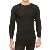 Black merino wool long sleeve crew neck top